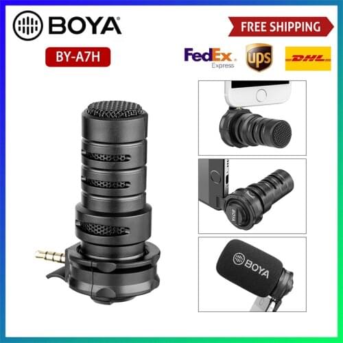 BOYA BY-A7H 3.5mm Digital Stereo Cardioid Condenser Microphone Superb Sound for Android Devices Recording Youtube Interview Show