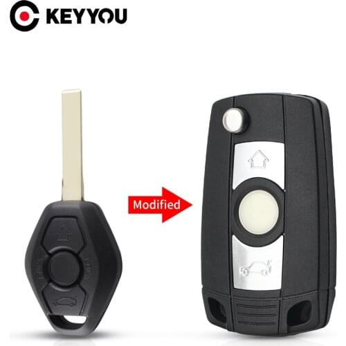 KEYYOU 3 Button Modified Flip Key Remote Fob Case Replacement Car Key Shell Fob For BMW 1 3 5 6 7 Series X3 X5 Z3 Z4 HU92 Blade