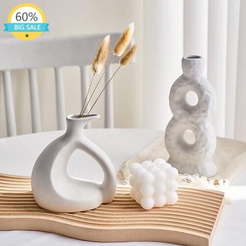 Small Modern Fashion Tabletop Simple Vase European Style Luxury Creative Flower Vase Ceramic Vaso Decorativo Home Decor AH50VS