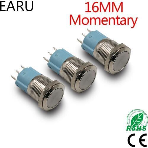 16mm Waterproof Stainless Steel Metal Momentary Doorbell Push Button Switch Self-reset Car Auto Engine PC Power Start Starter