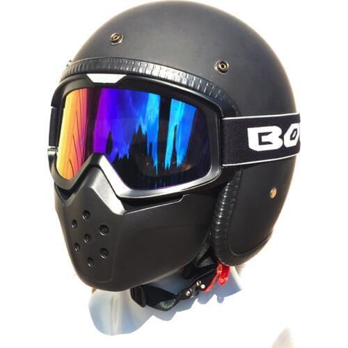 MJMOTO Motorcycle Goggles Shark Moto Sport Racing Detachable Goggles Mouth Filter for Open Face Motorcycle Half Helmet Vintage