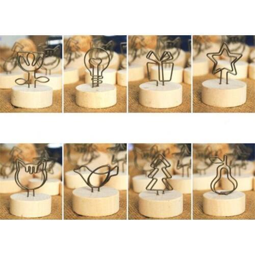 New 200PCS Creative Round Wooden Iron Photo Clip Memo Name Card Pendant Furnishing Articles Picture Frame