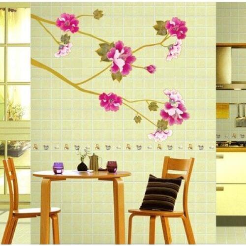 2016 New Vintage Romantic Flowers Home Decor Kitchen Decoration Wall Sticker Bathroom Living Room Wall Decal 3D Wall Art