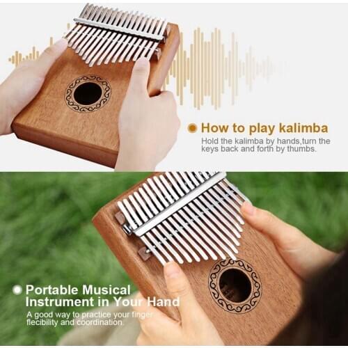New 17 Key Kalimba African Solid Wood Thumb Finger Piano Sanza Mbira Calimba Play with Guitar Wood Musical Instruments