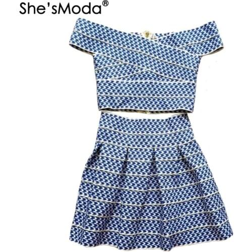 Twin-set Sweet Slash Neck Bandage Womens Two-piece Mini Dress