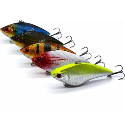 5 pcs/set 7cm/2.76in 11g/0.39oz Hard Fishing Lure VIB Rattlin Hook Fishing Sinking Vibra Rattlin Hooktion Lures Crank Baits