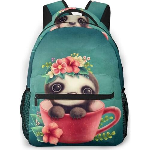 Cute Sloth In Cup 2020 New Women Backpack School Bags for Teenage Girs Female Travel Backpack