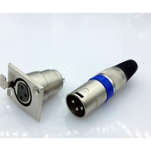 Blue 3Pins XLR Male connector Microphone connector MIC Adapter with socket 3pins XLR connector for microphone