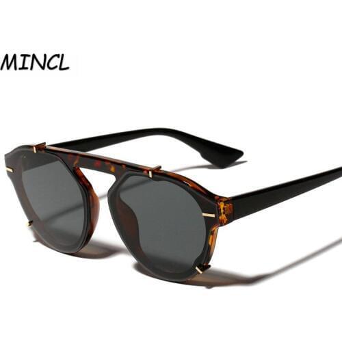 Retro Small frame Sunglasses Women Round Frame 2019 Brand Designer Fashion Frameless Leopard Sun Glasses Male Big Frame FML