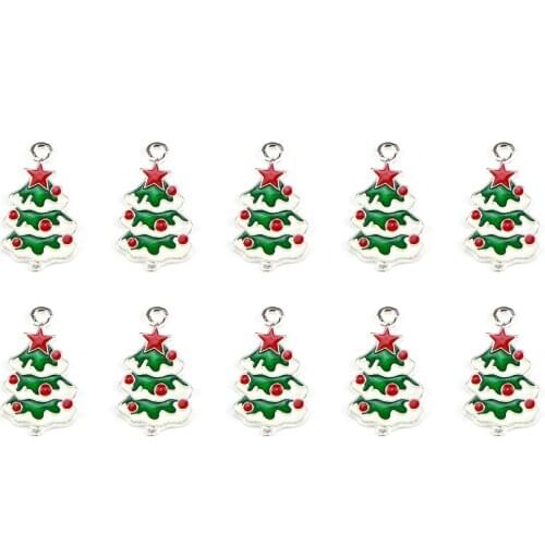 Alloy Christmas Enamel Colorful Christmas Tree Pendant Hair Accessories Bracelet Necklace Accessories DIY Accessories