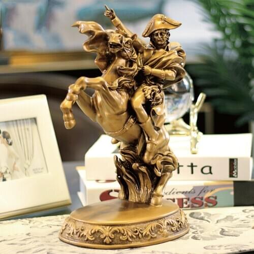 European Horse Napoleon Knight Statues Resin Figurines Decoration Study Office Home Decor Ornament Retro Copper Crafts Sculpture