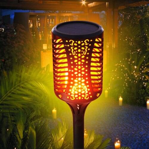 LED Solar Flame Torch Lamp Outdoor Solar Flickering Landscape Lawn Lamp Pathway Lighting Waterproof Garden Torch Spotlight 2021