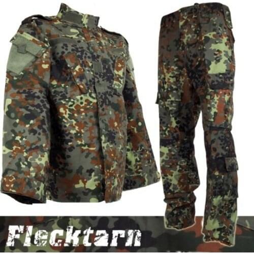 CQC Airsoft Tactical Army Military BDU Uniform Combat Shirt and Pants Set Outdoor Paintball Hunting Clothing German Camo