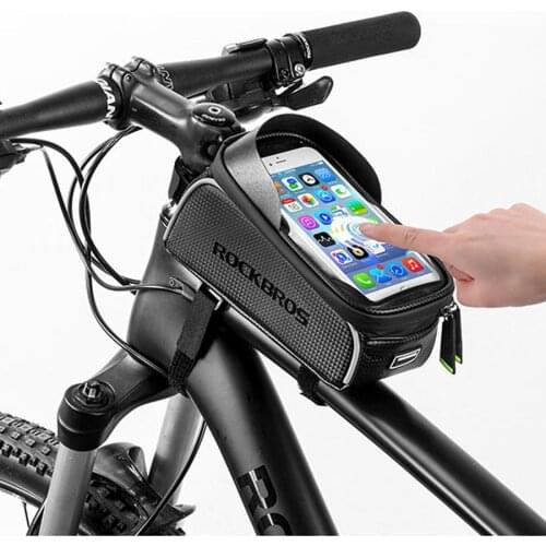 ROCKBROS Bike Bicycle Bags Waterproof Touch Screen MTB Road Cycling Top Front Tube Frame Bags 6.0 Phone Case Bike Accessories