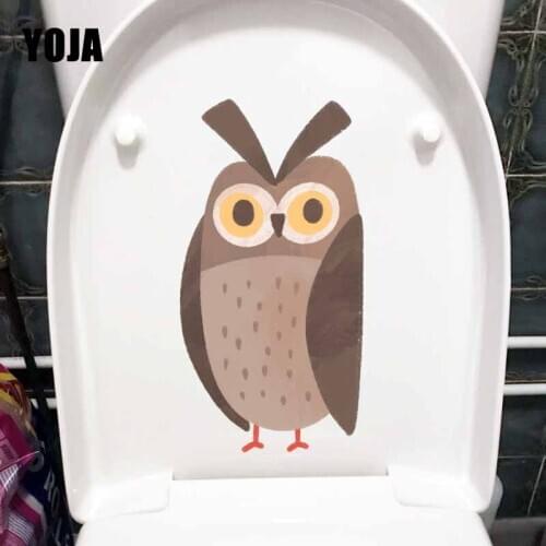 YOJA 11.8X22.6CM Coloured Animal Biology Owl Cartoon Wall Sticker Toilet Seat Decal Home Decor T5-0555