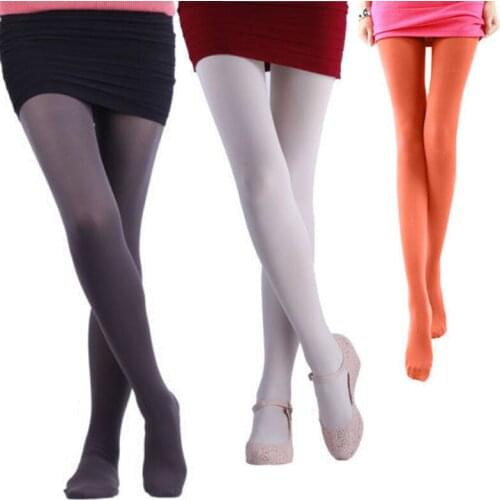 8 Colors Womens Spring Autumn Footed Opaque Stockings Pantyhose Tights Black Gray Purple