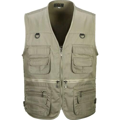 Men Cotton Multi Pocket Vest Summer New Male Casual Thin Sleeveless Jacket With Many Pockets Mens Photographer