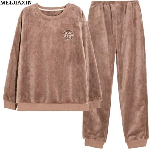 Winter Male Thickening Flannel Pyjamas Lounge Long-sleeve Coral Fleece Sleepwear pijamas hombre