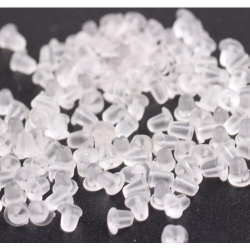 150pcs Hypoallergenic Plastic Ear Plug Ear Plug Cap Buckle Slip Behind Transparent Plastic Earplug Wholesale Silica Earrings