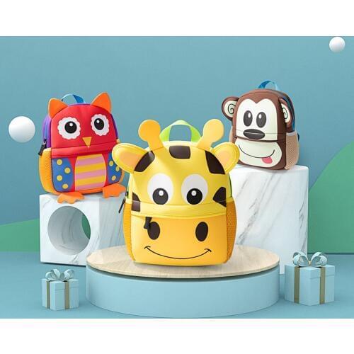 2020 New 3D Animal Children Backpacks Brand Design Girl Boys Backpack Toddler Kids Neoprene School Bags Kindergarten Cartoon Bag
