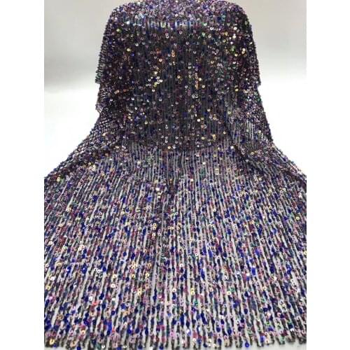 African Lace Fabric 2021 High Quality Sequin Embroidery Textile Organza French Tulle Lace Fabric Wedding J34961