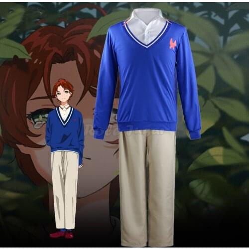 Anime WONDER EGG PRIORITY Momoe Sawaki Cosplay Costume For Men Casual School Uniform Sets Wig Role Play