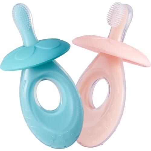 Kids Soft Silicone Training Toothbrush Newborn Baby Children Dental Oral Care Tooth Brush Tool Baby Kids Teething Teether box