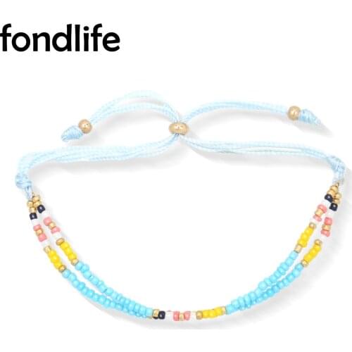 Two-layer Glass Seed Beads Adjustable Bracelet Multistring Colorful Summer Beach Simple Bohemian Multi Layered Handmade Jewelry