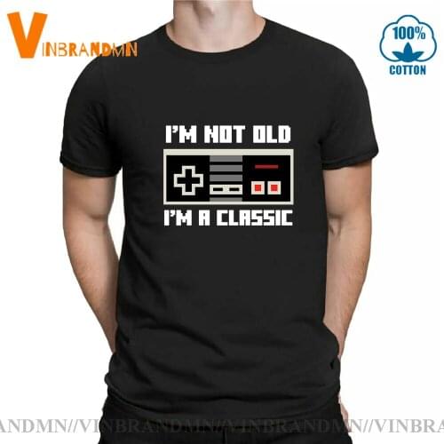 Retro Gaming T Shirt Mens Geek Design Xbox Game Playstation T-Shirt Vintage PS Gamepad I'm classic I am not old gamer PS4 Shirt