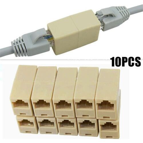 10pcs New Alloy Internet Tools RJ45 CAT5 Coupler Plug Adapter Network LAN Cable Extender Connector for home interior