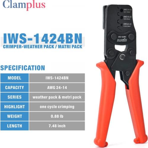 IWISS tool IWS-1424BN Labor-saving crimping pliers for DELPHI car waterproof connector Auto repair tool crimper range 0.14-2mm²