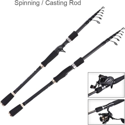 2.1 2.4 2.7m Carbon Fishing Rod 6 / 7 Section Telescopic Ultra Light Casting Spinning Fishing Rod Travel Fishing Tackle Lure Rod