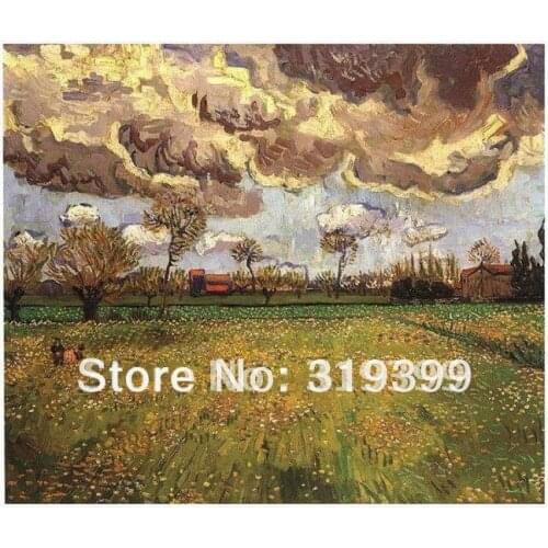 Linen Canvas Oil Painting reproduction,Landscape Under a Stormy Sky by vincent van gogh,100% handmade,DHL Shipping