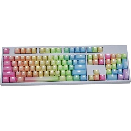 NPKC Rainbow Gradient Keycaps PBT Double-shot Top Shine-through OEM Profile Fit Cherry MX Switches of Mechanical Keyboards