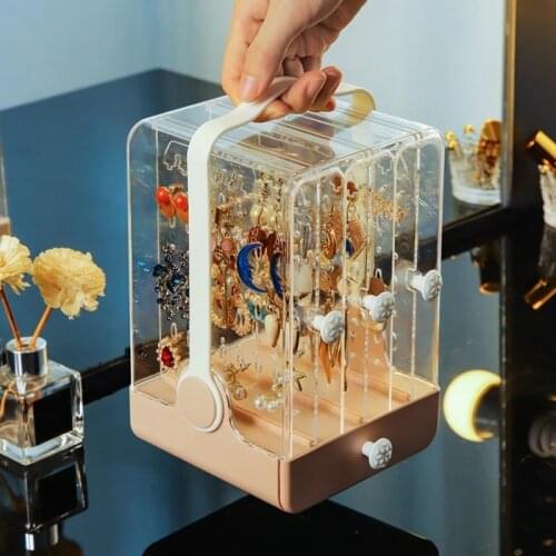 Creative Transparent Jewelry Storage Shelf Cosmetic Storage Box Handhled Earrings Necklaces Rings Bracelet Container Nice Gift