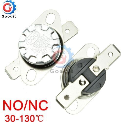 KSD301 250V 10A Normally Open/Normally Close NO Thermostat Temperature Thermal Control Switch DegC 30-130 Celsius Degree