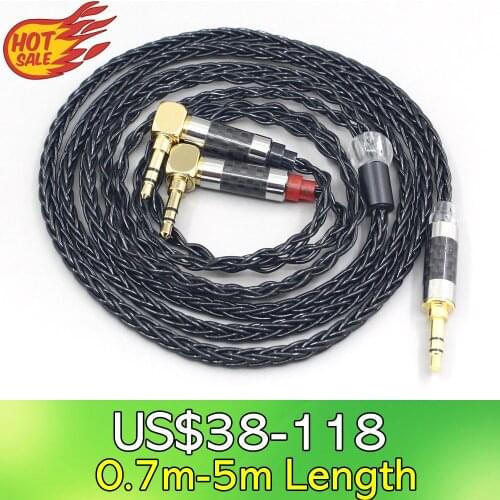 LN007673 8 Core black Silver Plated Braided Earphone Headphone Cable For Verum 1 One Headset L Shape 3.5mm Pin Earpohone