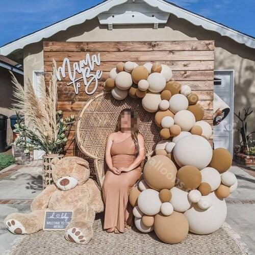 Macaron Balloon Arch Kid 114pcs DIY Coffee Cream Peach Balloons Garland Arch Kit Birthday Party Global Baby Shower Decoration