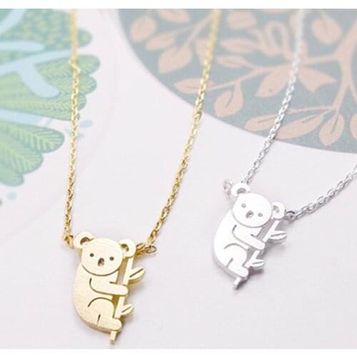 Cute Koala BEAR PENDANT NECKLACE Jewellery Gift Idea Minimalist Kawaii Kids Animal Chain Choker Necklace Gold