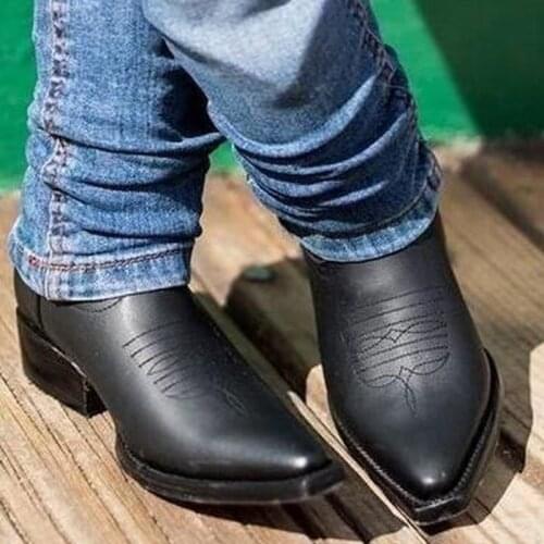 2020 Mens Shoes New Winter High Quality Men Pu Leather Western Boots Male Vinage Classic Motorcycle Boots Soulier Homme D96