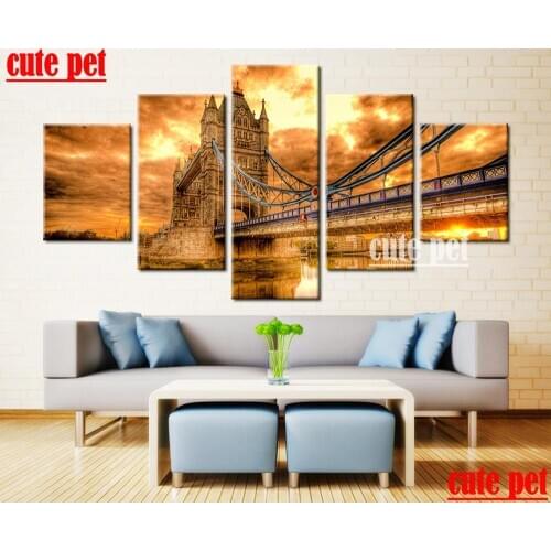 Diamond Painting London Bridge 5PCS Painting Decoration diy Diamond Painting Cross stitch Mosaic European architecture cute pet