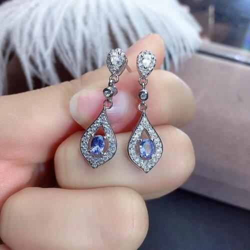 NaturalTanzanite Earring Real Tanzanite Earring 925 Silver sterling Fine Charm Jewelry for Women Wedding Party Earring