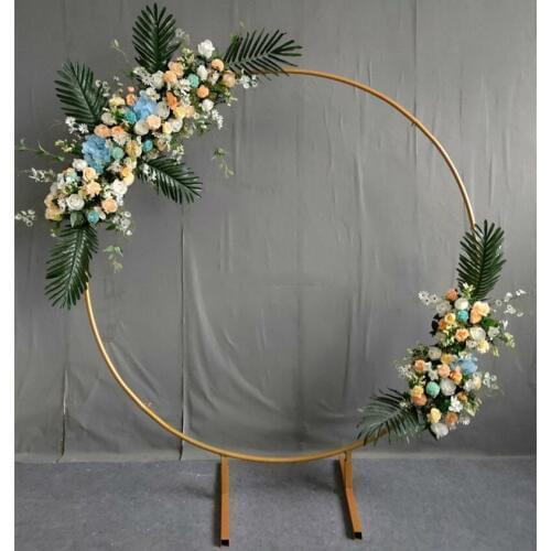 New Upscale Wedding Centerpieces gold Ring Arch with Flower Set for Party Decoration Props Supplies