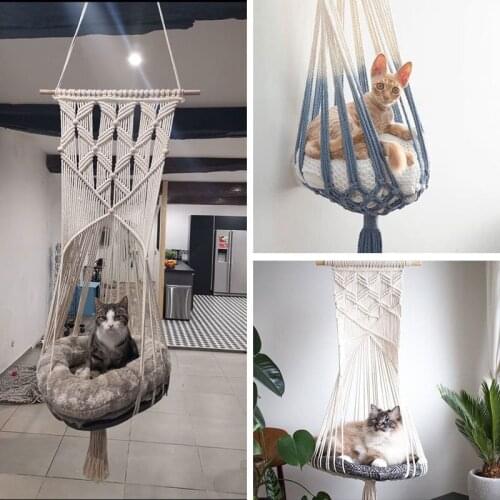 Home Pet Hanging Basket Swing Pure Handmade Cotton Woven Tapestry Net Celebrity Pet Supplies Woven Cat Litter