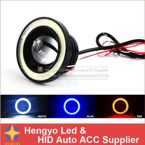 2Pcs 2.5 Inch High Power COB 30W Car Fog Lamp Daytime Driving Lamp DRL Super Bright COB Angel Eyes Fog Lights Projector Lens