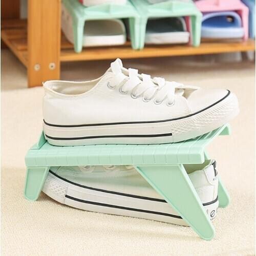 Adjustable Height Shoe Slots Organizer Stand Rack Living Room Closet Space Saver High Heels Shoe Double Storage Shelf