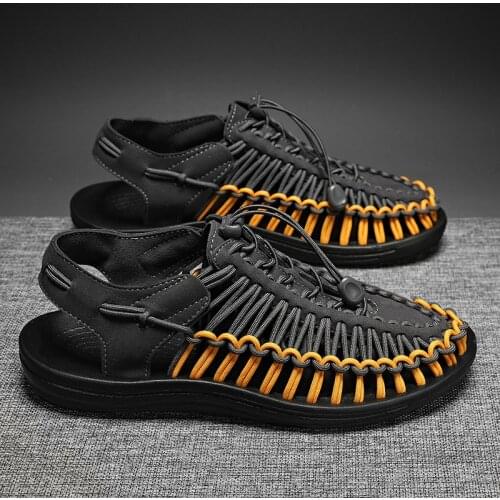 Mens Sandles Mens Leather Sandals Genuine Shoes Men Beach Mens Size 44 Sandal Shoe Roman Summer Outdoor Rubber Luxury