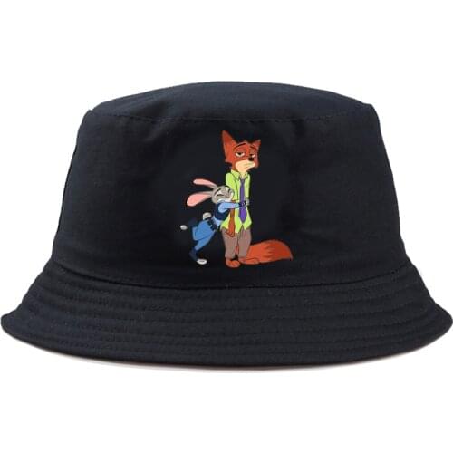 Disney Zootopia Judy Nick Sunscreen Bucket Hat Unisex Cotton For Kids Double-sided Fishing Hat Fedoras Spring Panama Hat