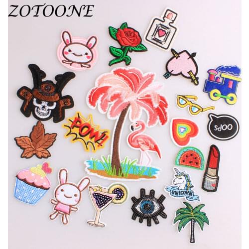 ZOTOONE Iron on Patches for Clothing Unicorn Flamingo Animal Flower Letter Punk Sequin Embroidered Patch Clothes Decoration E