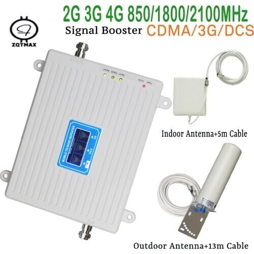 2g 3g 4g mobile signal booster gsm cell phone Signal Repeater lte network cellular amplifier 850 1800 2100 Tri-band + antenna